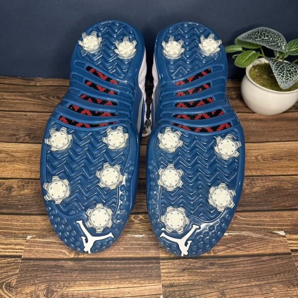 Nike Air Jordan XII Low Golf Shoes NWT *IN BOX* Size 9 (DH4120 101) White/Blue - Picture 5 of 15